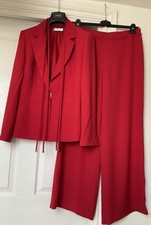 Planet Red Trouser Suit With Tie Belt And Silver Jacket Closure Size 14
