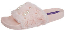 Womens Diamante Fur Sliders