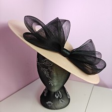 peach pink black large fascinator millinery burlesque headband wedding hat ascot