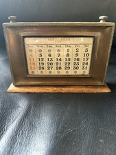 Antique 1920s Manual Perpetual Desk Calendar – Brass Front & Wood Base