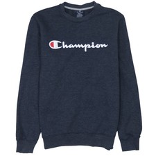 Champion Mens Blue Small Pullover Sweatshirt Logo Crew Neck
