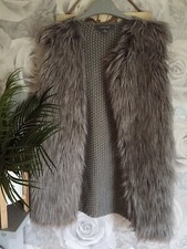 Grey Faux Fur Gilet Size XS