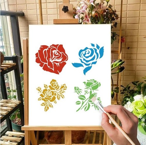 Rose flower craft stencil set - flower,