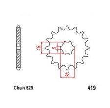 Sprocket 14t pitch 525 for - pitch,
