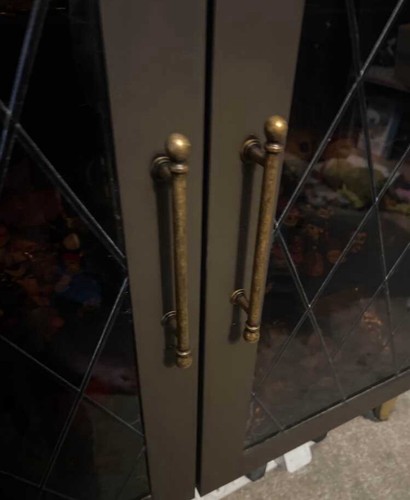 Black door glass cabinet - black,