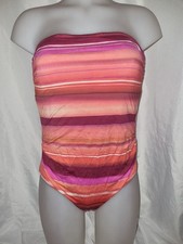 Gorgeous Orange Purple Striped JASPER CONRAN swimming bathing costume size 16