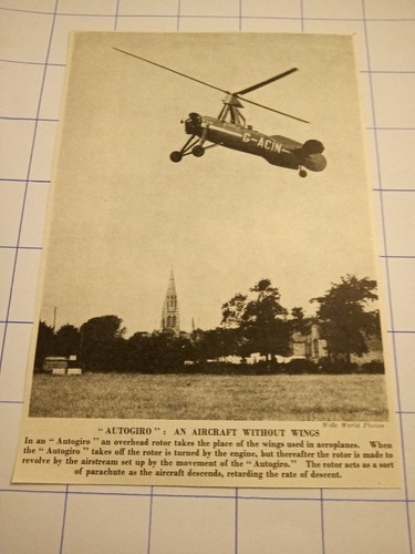 Autogyro aircraft without - autogyro,