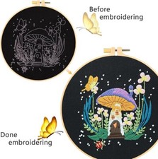 Mushroom Cotton Stamped Embroidery Cross Stitch DIY Needlepoint