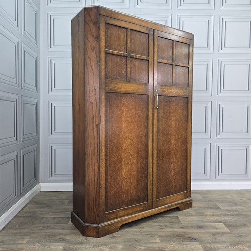 Antique oak shelved cupboard - oak,