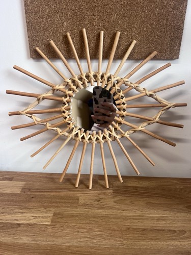 Wicker rattan mirror eye shape - wicker,