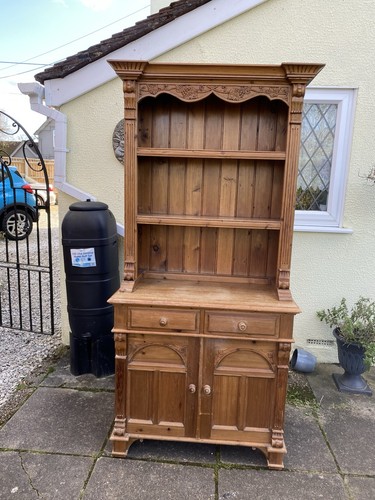 Pine carved dresser - pine, solid
