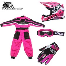 Wulf Kids Iconic Motocross Helmet Stratos Gloves Goggles Kart Race Suit Off Road