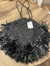 Zara Ladies Black Paper Rafia