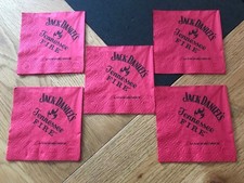  5 VERY RARE RED   JACK DANIEL'S FIRE  PAPER TABLE KNAPKINS 