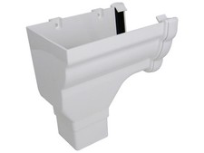 Floplast Guttering RON2WH 110mm Niagara Ogee - Left Hand Stopend Outlet - White
