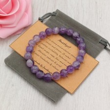 DREAM AMETHYST Bracelet Stretch Fit Handmade Gift Bag Card Gemstone 4/6/8mm