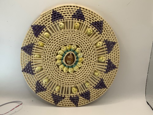 Medium vintage wicker trivet - wicker,