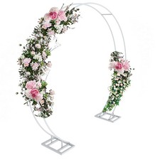 Large White Metal Wedding Arch 220x200cm Round Backdrop Frame for Flowers Decor