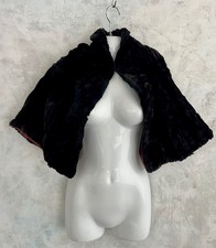 Antique Vintage PERBEN Scotch Mole Real Fur 1950's Child's Size Black Cape