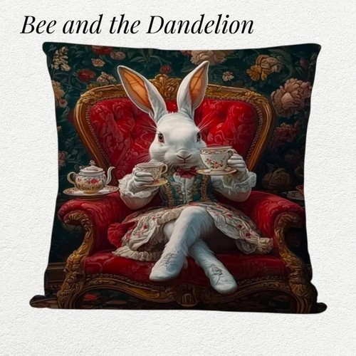 White rabbit drinking tea - white,