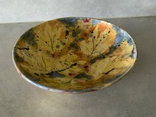 Studio Pottery Multicoloured Bowl 19cm Diameter with Impressed Makers Mark