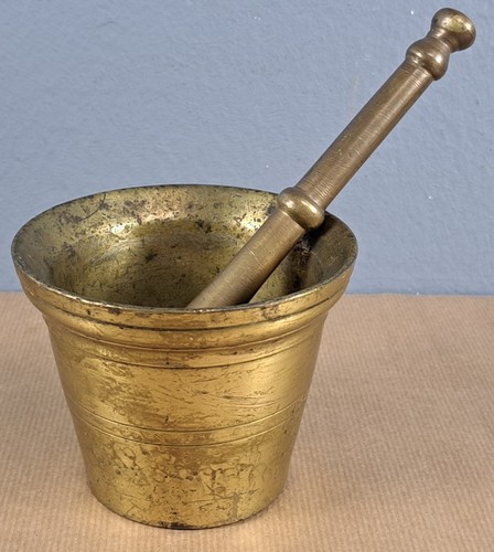 Bronze mortar with - , pestle