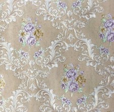 Damask Floral Stripe Plain