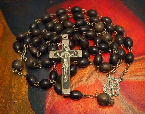 Antique nun priest rosary - nun,