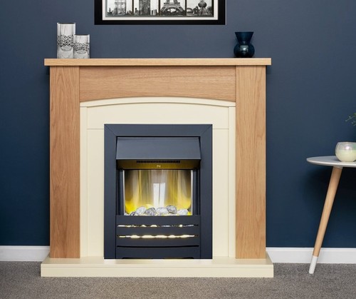 Electric fire oak cream - electric,
