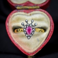 Ruby and Diamond Crown Gold