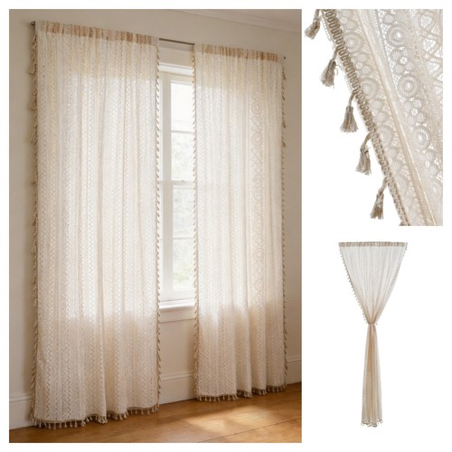 2pcs sheer lace curtain - 2pcs,