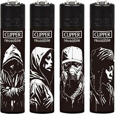 Genuine Clipper Lighter Full Set STENCIL STYLE Design Black Top Refillable UK