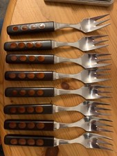 set 8 1970s Vintage Touchstone Denby Stoneware Pottery 7 inch Dessert Forks