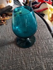 Vintage Small Teal Empoli Brandy Snifter Glass No Chips Or Cracks