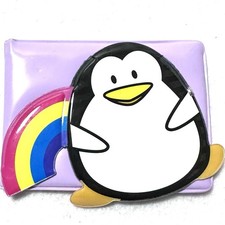 Vintage SeaWorld Penguin Rainbow Vinyl Bi-Fold Wallet Coin Change Purse Rare