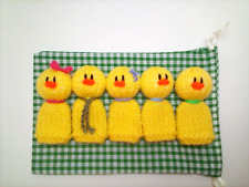 5 Little Yellow Ducks - Nursery Rhyme / Song Finger Puppets - Hand Knitted Toys