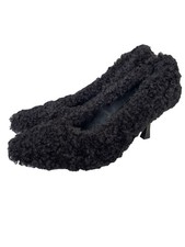 Ushatava Black Teddy Leather Pump Pointed Toe Heels - Size 39