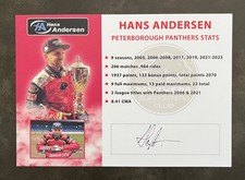 Peterborough Panthers Speedway Supporters Club Hans Andersen Legends Card