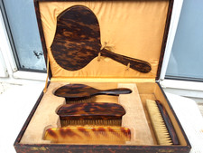 VINTAGE STRATTON FAUX TORTOISESHEL DRESSING TABLE SET MIRROR & BRUSHES & COMB