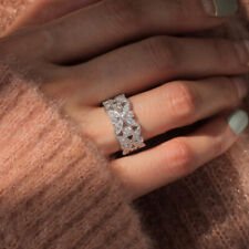 2 CT Round Cut Diamond Full Eternity Engagement Wedding Band 14K White Gold Over