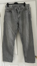Zara, Grey, Straight Fit, Button Fly Jeans, 32 (Waist Measures 35.5", Leg 31")