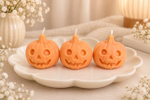 Halloween pumpkin candles - halloween,