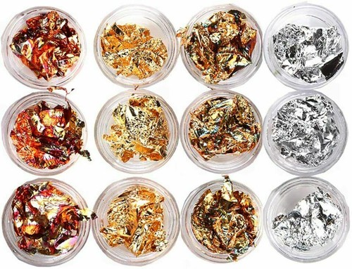 Nail art foil - leaf, silver