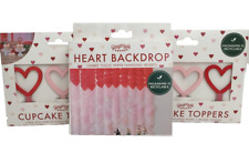Love Heart Bundle Party Heart Backdrop Cupcake Topper Pink Red 3 Packs NWOT F1