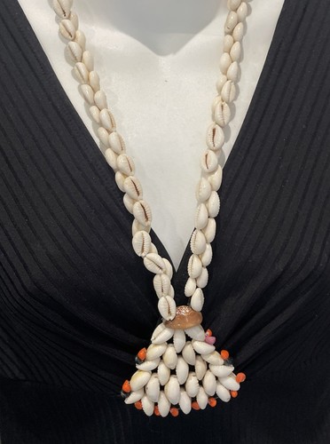 Vintage cowrie shell long - vintage,