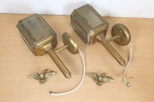 Vintage Pair Brass Carriage Lamp Coach Lanterns Eagle Wall Mounted Lights