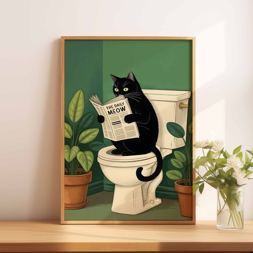 Black cat reading - a4, a5