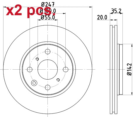 Pcs front brake disc rotos - pcs,