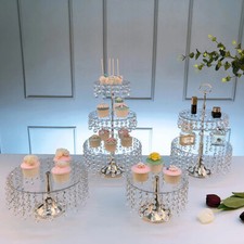 4*Cake Stand Set Round Metal Plates for Dessert Cupcake Candy Display DETACHABLE