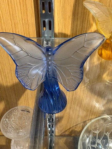 Lalique papillon blue glass - lalique, "papillon"